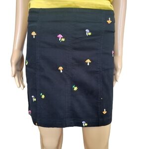 Tinseltown Black Skirt with Colorful Embroidery